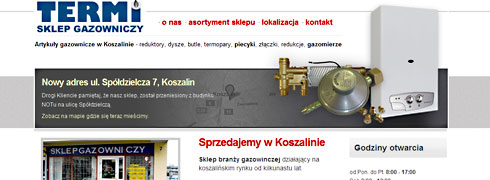 Strona www sklepu gazowniczego